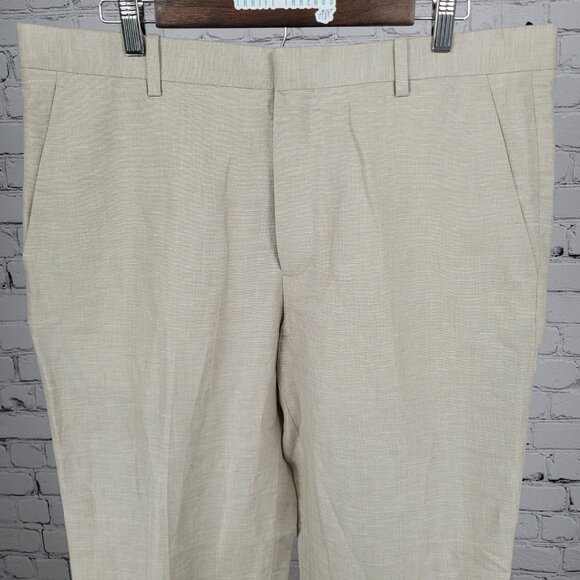NWT Perry Ellis Beige Linen Blend Regular Fit Lightweight Straight Pants 36x32 - Picture 4 of 15